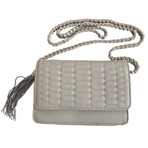 Aimee Kestenberg Quilted Beige Leather Convertible Crossbody Clutch Organizer